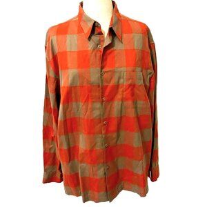 Nat Nast Shirt Mens Button Up 100% Silk Check RockABilly Hipster Large